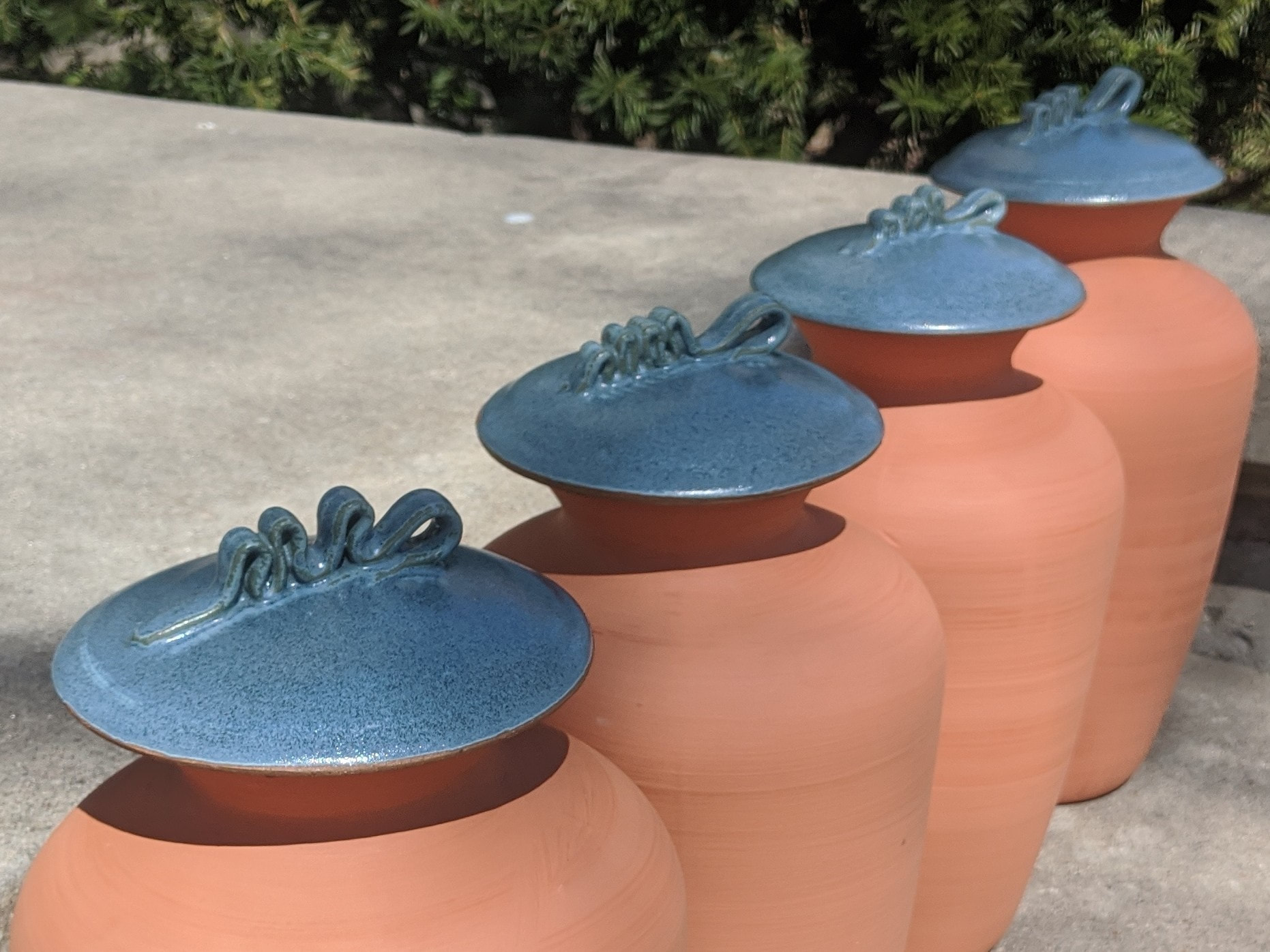Four Ollas with lids - 1.25 Gallon Garden Irrigation Pot - Gardener Gift
